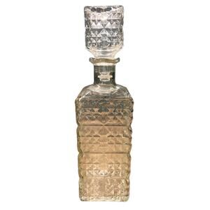 Vintage MCM Clear Square Glass Decanter Barware Cocktail Whiskey Bottle USA Made